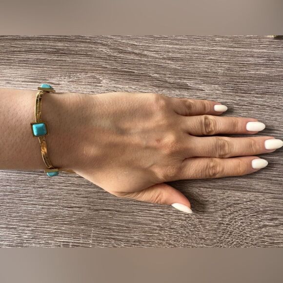 Gold and Turquoise bracelet N943 - Picture 6 of 6